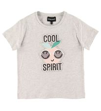 Emporio Armani T-shirt - Grey Melange w. Print