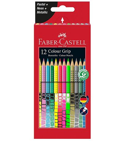 Faber-Castell Colouring Pencils - Grip - 12 pcs - Pastel/Neon/Me