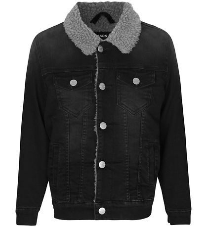 Mads Nørgaard Denim Jjacket w. linning - Ziggilo Sherpa - Black 