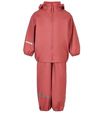 CeLaVi Rainwear w. Suspenders - Recycled PU - Dusty Cedar
