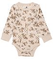 CeLaVi Bodysuit l/s - Loden Green w. Hedgehog and Mushrooms