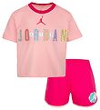 Jordan Sweatshorts/T-Shirt - Mädchen Bff - Rush Pink m. Print