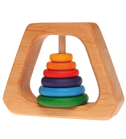 Grimms Wooden Toy - Rattle - Pyramid - Multicolour