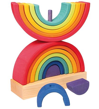 Grimms Holzspielzeug - Stapelturm - Doppel Regenbogen - Mehrfarb