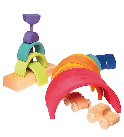 Grimms Holzspielzeug - Stapelturm - Doppel Regenbogen - Mehrfarb