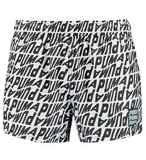 Puma Swim Shorts - White w. Black Print