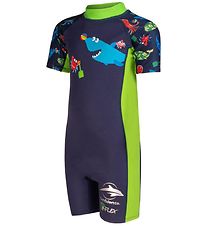 Konfidence Coverall Swimsuit - UV50 + - Navy/Lime Fergal