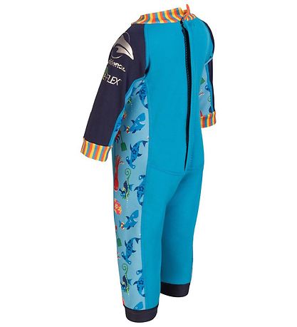 Konfidence Coverall Swimsuit - UV50 + - Cyan/Stripe Seabiskit
