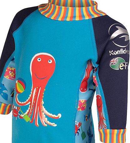 Konfidence Coverall Swimsuit - UV50 + - Cyan/Stripe Seabiskit
