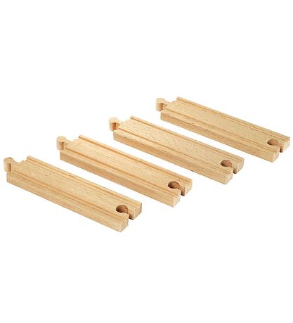 BRIO Straight Rails - 4 Parts - Medium+ - Wood 33335