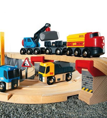 BRIO Train- And Roasway Pilot Set - 32 Parts - Grey/Wood 33210