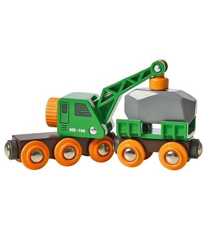 BRIO World Eisenbahnwaggon m. Kran - Grün 33698