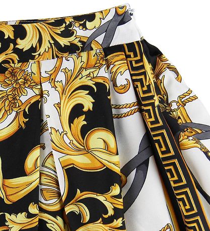 Versace Rok - Zijde - Zwart/Wit m. Goudprint