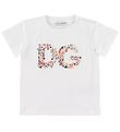 Dolce & Gabbana Stuttermabolur - Hvítur M. Blómasaumur