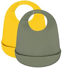 We Might Be Tiny Ruokalappu - Silikoni - 2 kpl - Sage/Yellow