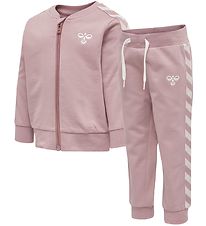 Hummel Sweatset - HMLBille - Pink m. Weiß