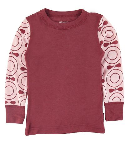 Katvig Long Sleeve Top - Wool - Red/Rose w. Apples