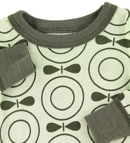 Katvig Long Sleeve Top - Wool - Green w. Apples