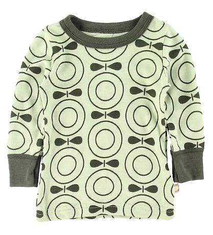 Katvig Long Sleeve Top - Wool - Green w. Apples