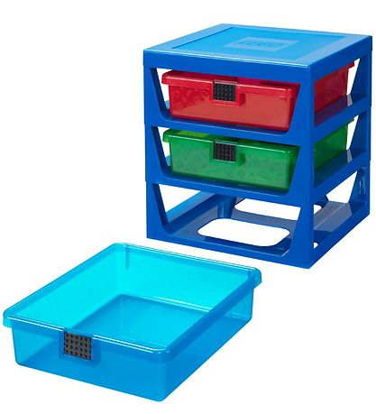 LEGO® Storage Geymsla M. 3 skúffur - 34x32x38 - Bláar