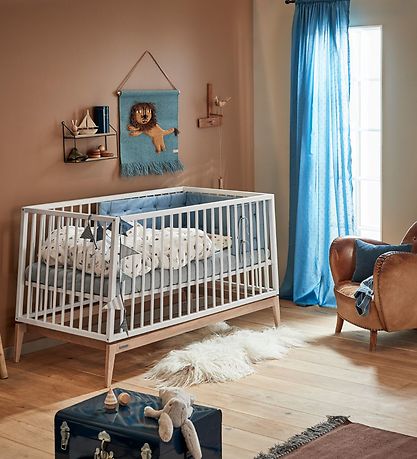 Leander Luna Crib - 140x70 - White/Oak