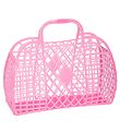 Sun Jellies Stor Fällbar Korg - Retro - 37x30x11 cm - Neonrosa