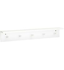 Kids Concept Shelf w. Wall Hooks - 60x10 cm - Wood - White