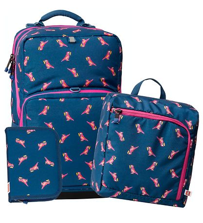LEGO® Schooltas m. Sporttas/Etui - Papegaai - Blauw