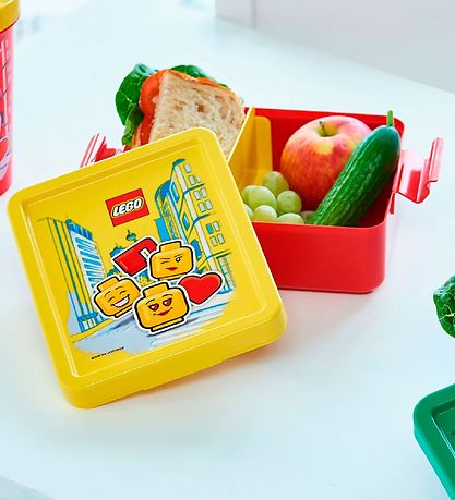 LEGO® Storage Nestisbox/Vatnsflaska - Iconic Stelpa - Rautt/Gult