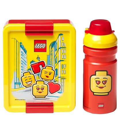 LEGO® Storage Nestisbox/Vatnsflaska - Iconic Stelpa - Rautt/Gult