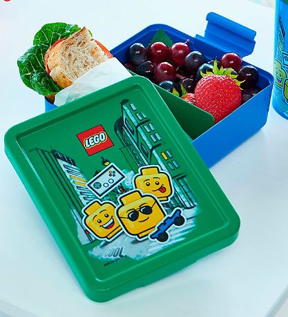 LEGO® Storage Nestisbox/Vatnsflaska - Iconic Strákur - Grænt/Blá
