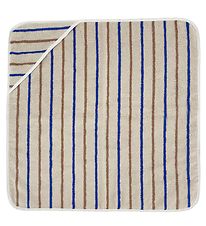 OYOY Baby towel - 100x100 cm - Raita - Caramel/Optic Blue