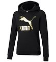 Puma Kapuzenpullover - Classics - Schwarz m. Goldenes Logo
