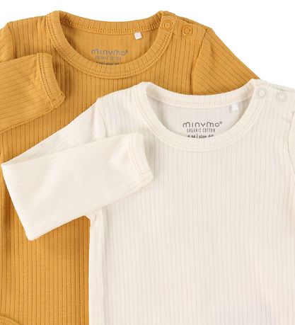 Minymo Bodysuits l/s - Rib - 2-Pack - Amber Gold