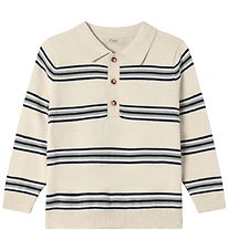Fliink Poloshirt - Gebreid - Benny - Zandkleurig/Strepen