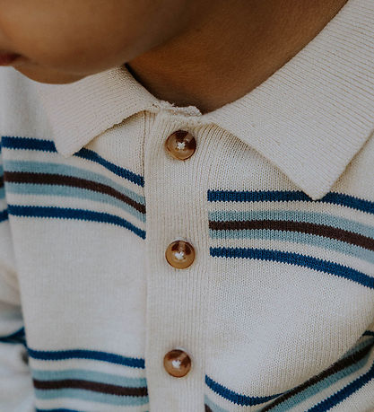 Fliink Polo shirt - Knitted - Benny - Sandshell/Stripes