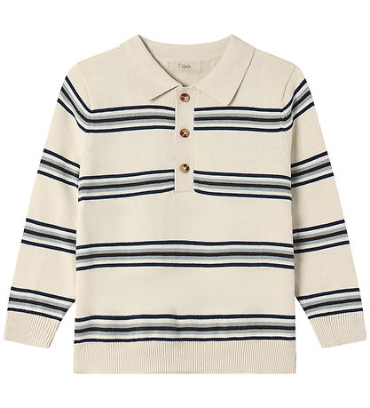 Fliink Polo shirt - Knitted - Benny - Sandshell/Stripes