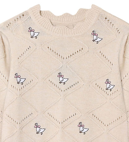 Fliink Blouse - Knitted - Alon - Goose - Sandshell w. Pointelle