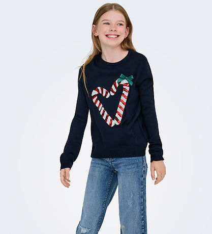 Kids Only Blouse - Knitted - KogXmas - Naval Academy/Candy Heart