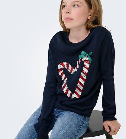 Kids Only Blouse - Knitted - KogXmas - Naval Academy/Candy Heart