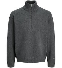 Jack & Jones Blouse - Knitted - Half Zip - JorNorrebro - Dark Gr