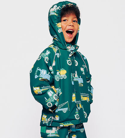 Småfolk Winter Coat - Evergreen w. Vehicle
