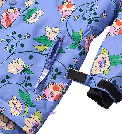 Småfolk Winter Coat - Purple Delight w. Birds/Flowers