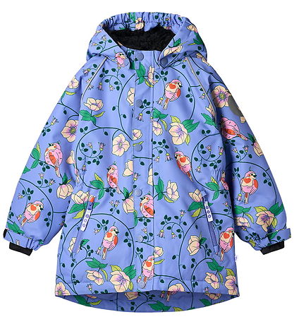 Småfolk Winter Coat - Purple Delight w. Birds/Flowers