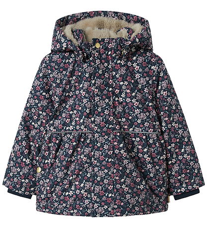 Name It Winter Coat - NmfSnow05 - Dark Sapphire w. Flowers