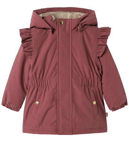 Name It Winter Coat - NmfSnow05 - Rose Brown w. Ruffles