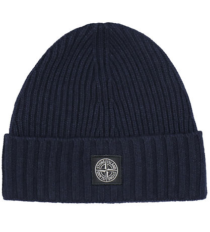 Stone Island Beanie - Wool/Viscose - Knitted - Navy Blue
