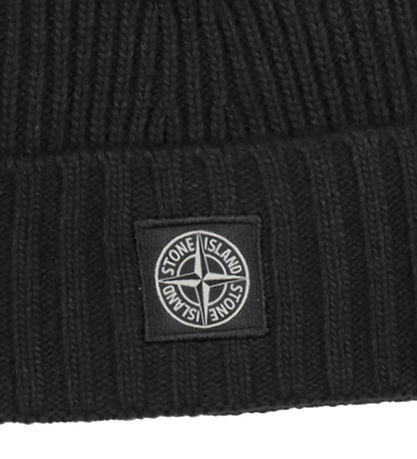 Stone Island Beanie - Wool/Viscose - Knitted - Black