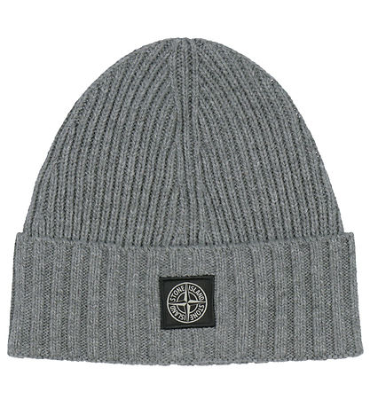Stone Island Beanie - Wool/Viscose - Knitted - Dark Grey Melange