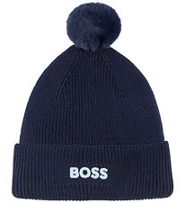 BOSS Mössa - Stickad - Marinblå m. Pom-Pom